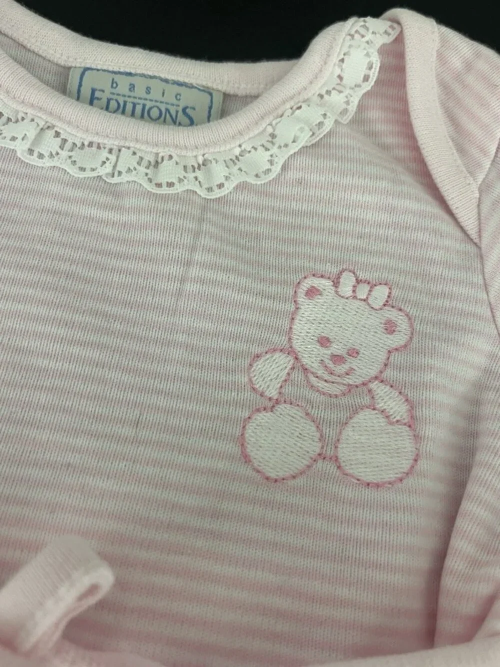 Vintage Basic Editions Baby Girl 3-6 months Pink Stripe Romper One Piece NWT
